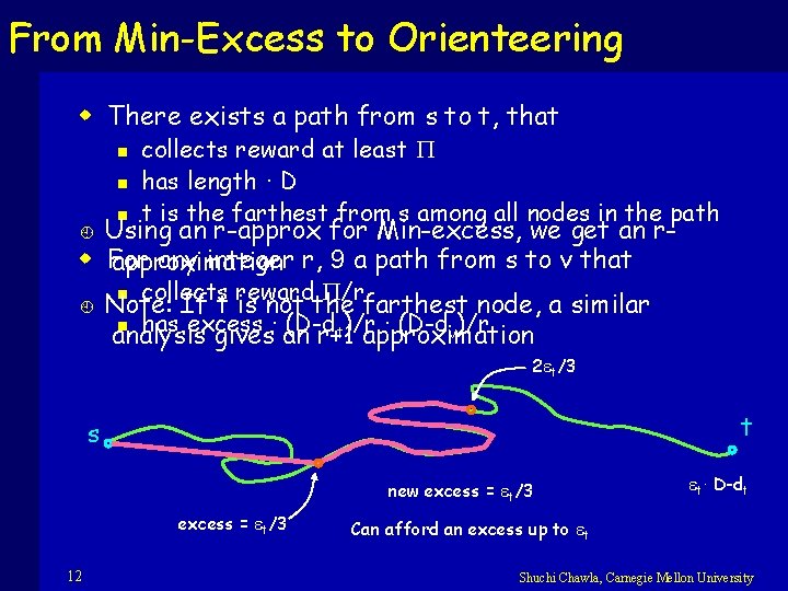 From Min-Excess to Orienteering w There exists a path from s to t, that