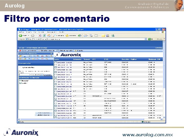 Aurolog Filtro por comentario www. aurolog. com. mx 