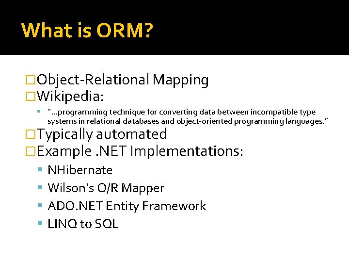 exploring orm tools: streamlining database... Easy Database Access with Sub Sonic Michael Paladino