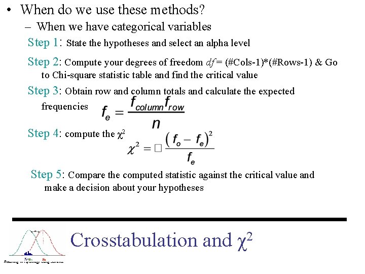  • When do we use these methods? – When we have categorical variables