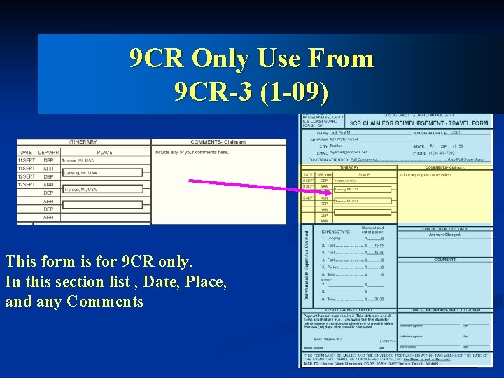 9 CR Only Use From 9 CR-3 (1 -09) This form is for 9