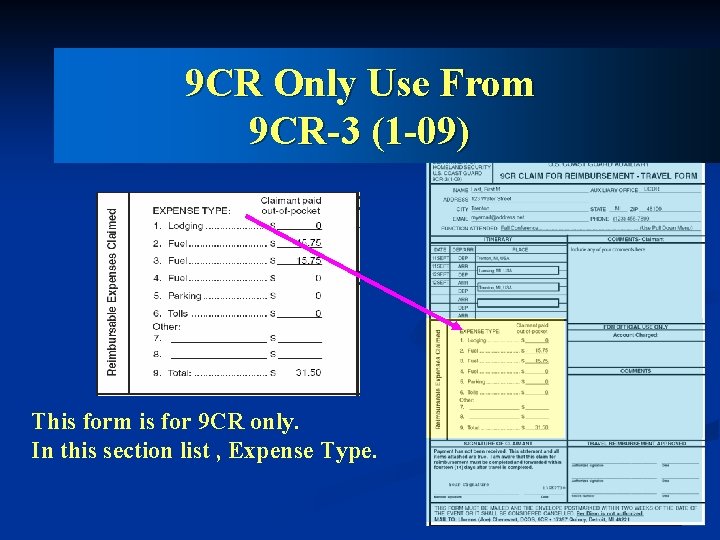 9 CR Only Use From 9 CR-3 (1 -09) This form is for 9