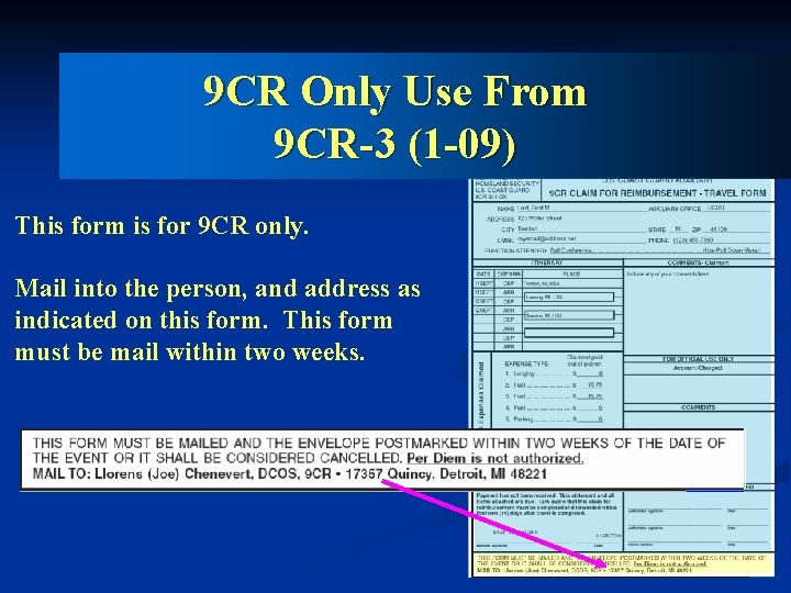 9 CR Only Use From 9 CR-3 (1 -09) This form is for 9