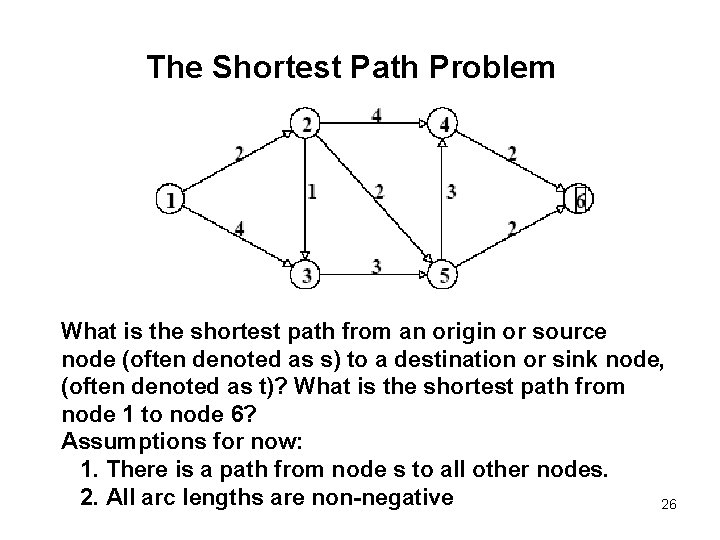 The Shortest Path Problem What is the shortest path from an origin or source