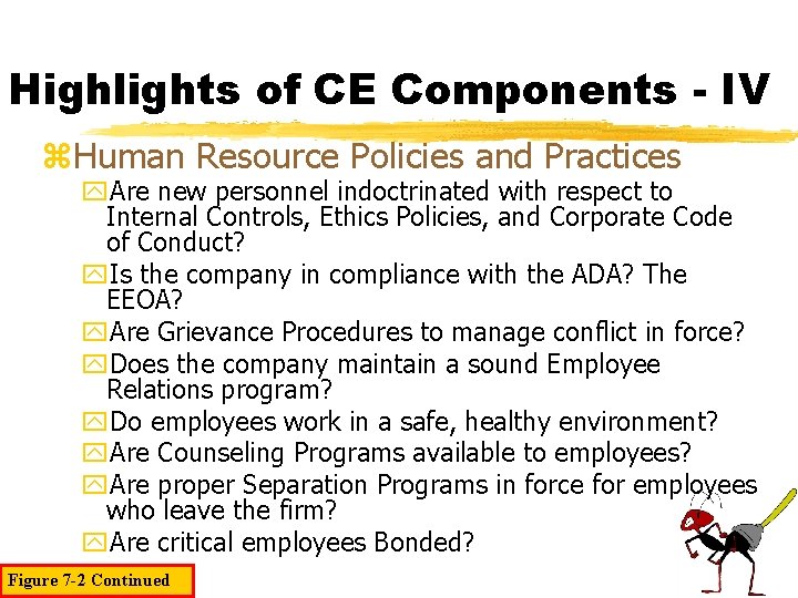 Highlights of CE Components - IV z. Human Resource Policies and Practices y. Are