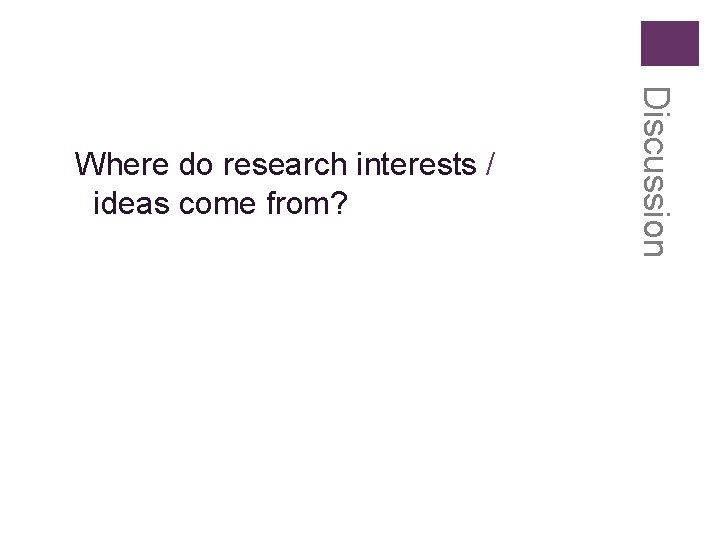 Discussion Where do research interests / ideas come from? 