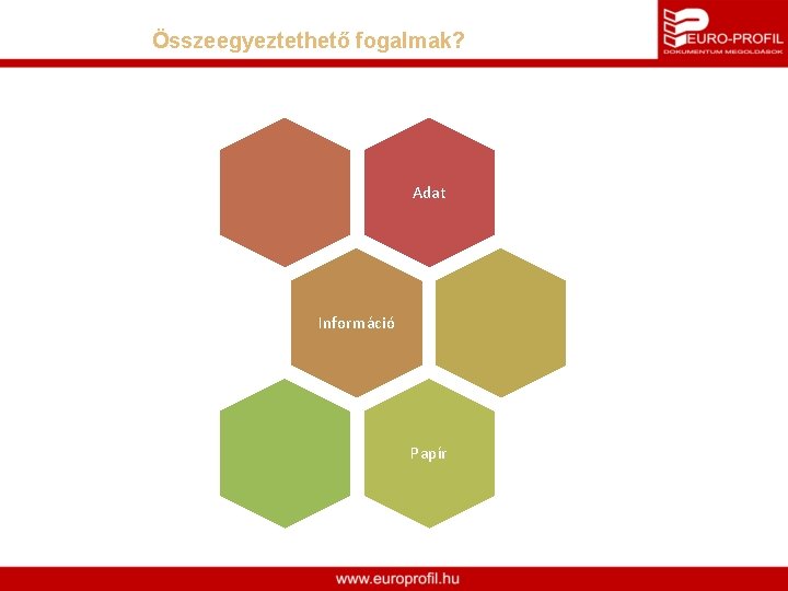 Összeegyeztethető fogalmak? Adat Információ Papír 