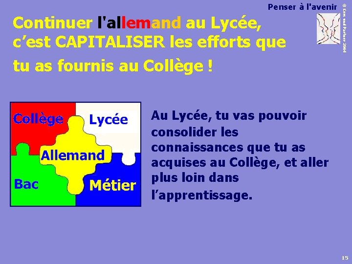 Continuer l'allemand au Lycée, c’est CAPITALISER les efforts que tu as fournis au Collège