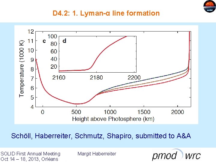 D 4. 2: 1. Lyman-α line formation Schöll, Haberreiter, Schmutz, Shapiro, submitted to A&A