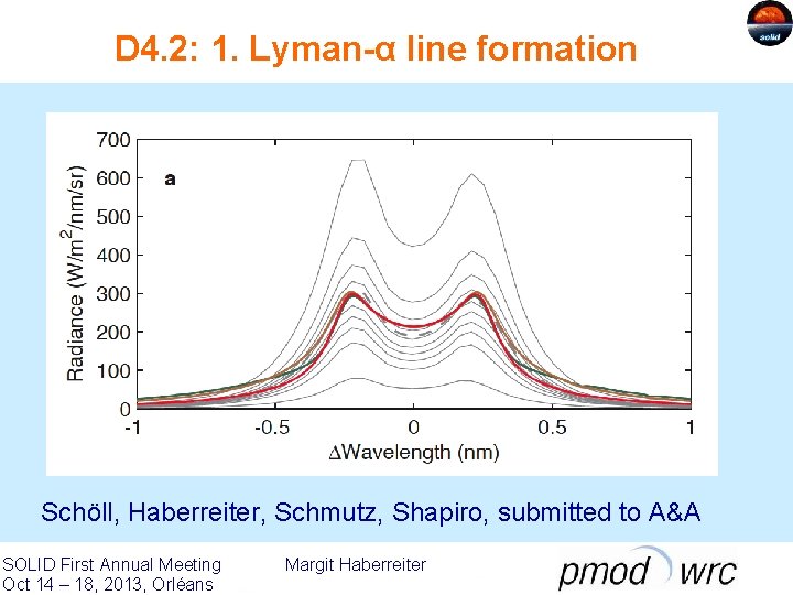 D 4. 2: 1. Lyman-α line formation Schöll, Haberreiter, Schmutz, Shapiro, submitted to A&A