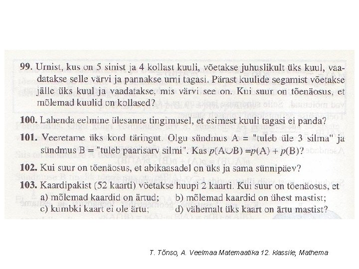 T. Tõnso, A. Veelmaa Matemaatika 12. klassile, Mathema 