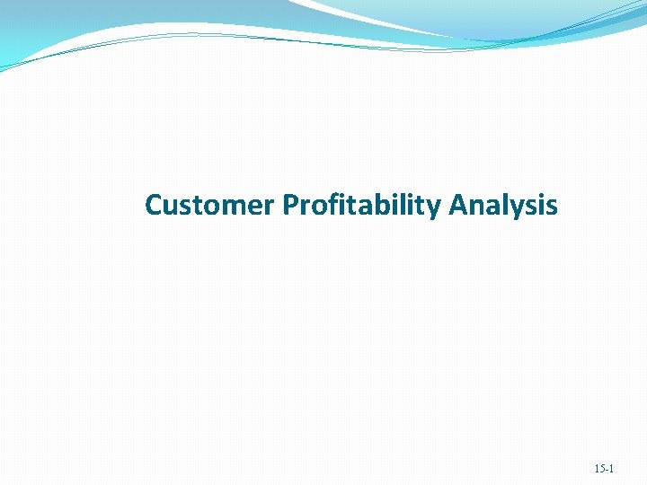 Customer Profitability Analysis 15 -1 