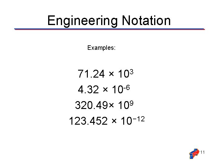 Engineering Notation Examples: 71. 24 × 103 4. 32 × 10 -6 320. 49×