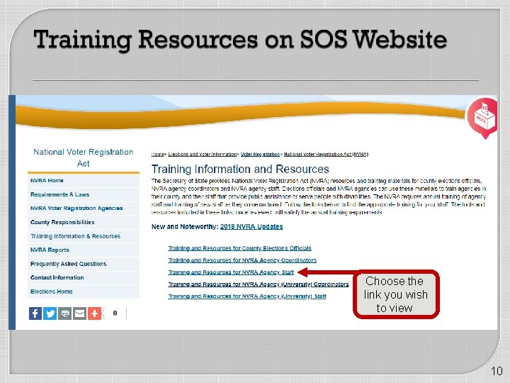 Choose the link you wish to view 10 