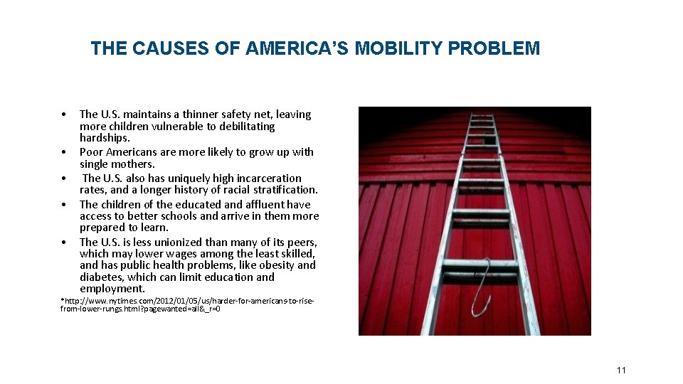 THE CAUSES OF AMERICA’S MOBILITY PROBLEM • • • The U. S. maintains a