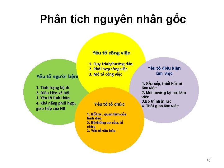 Phân tích nguyên nhân gốc Yếu tố công việc Yếu tố người bệnh 1.