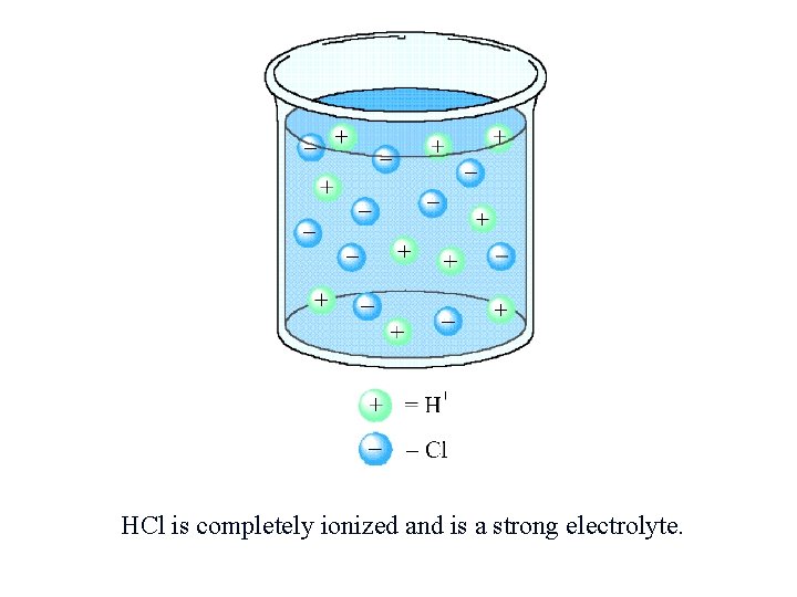 HCl is completely ionized and is a strong electrolyte. 