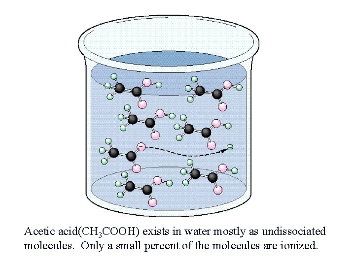 Acetic acid(CH 3 COOH) exists in water mostly as undissociated molecules. Only a small