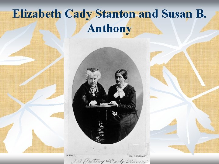 Elizabeth Cady Stanton and Susan B. Anthony 