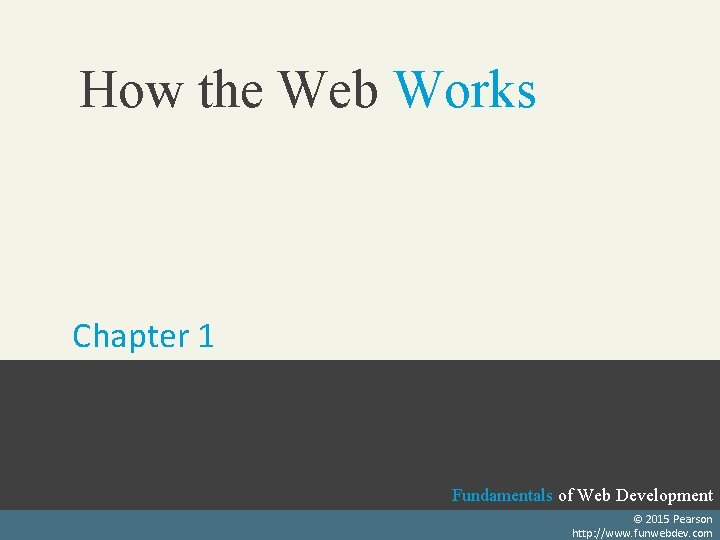 How the Web Works Chapter 1 Fundamentals of Web Development © 2015 Pearson Fundamentals