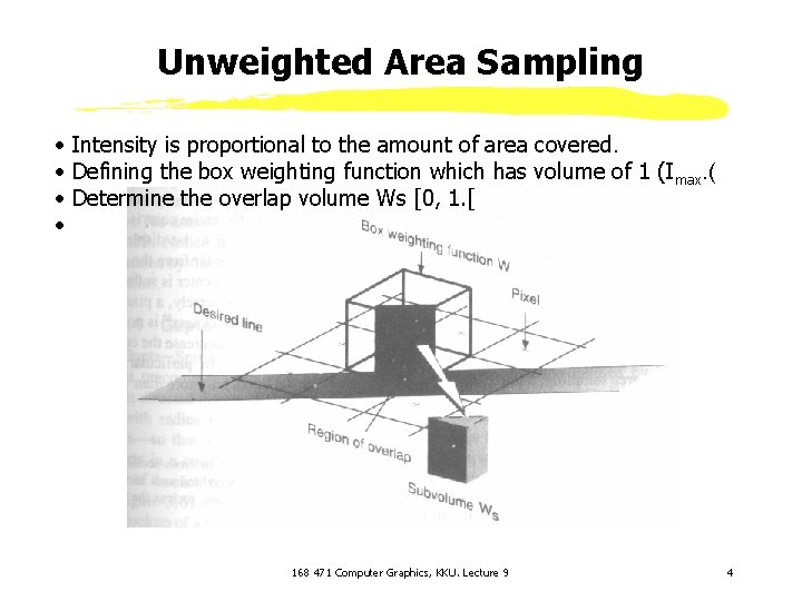 Unweighted Area Sampling • Intensity is proportional to the amount of area covered. •