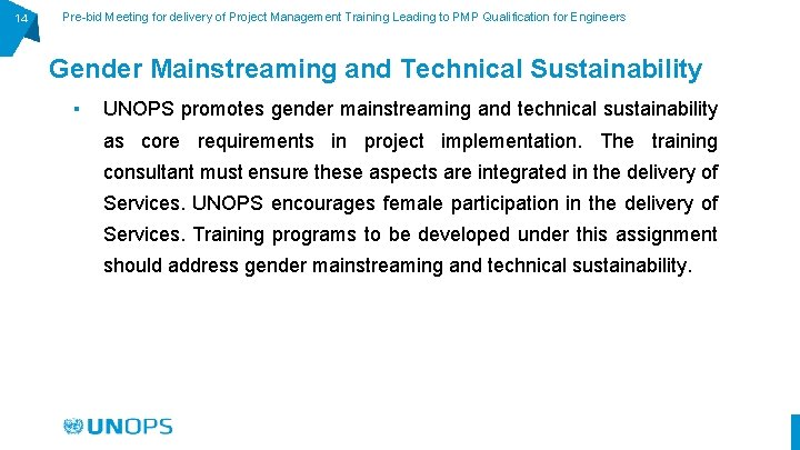 14 Pre-bid Meeting for delivery of Project Management Training Leading to PMP Qualification for