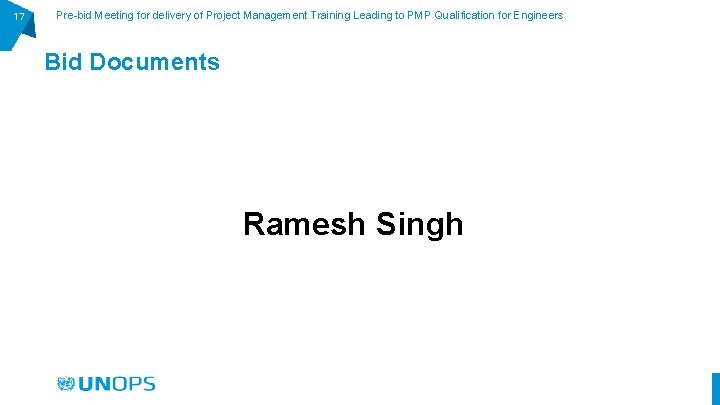 17 Pre-bid Meeting for delivery of Project Management Training Leading to PMP Qualification for