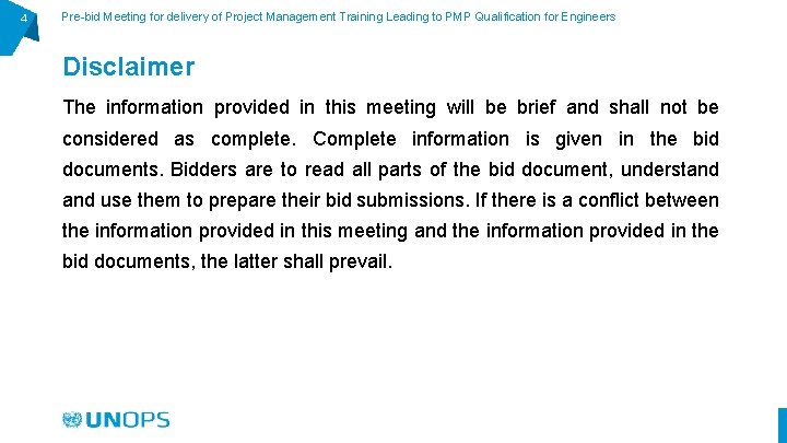 4 Pre-bid Meeting for delivery of Project Management Training Leading to PMP Qualification for