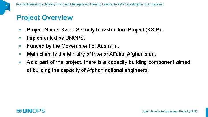 5 Pre-bid Meeting for delivery of Project Management Training Leading to PMP Qualification for