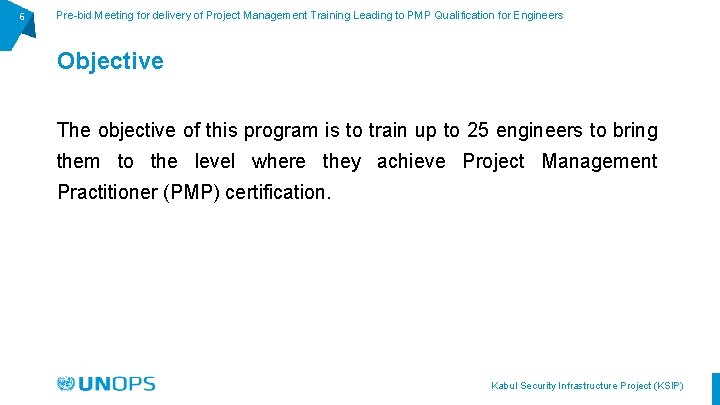 6 Pre-bid Meeting for delivery of Project Management Training Leading to PMP Qualification for