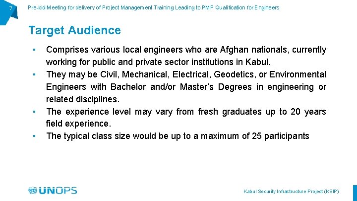 7 Pre-bid Meeting for delivery of Project Management Training Leading to PMP Qualification for