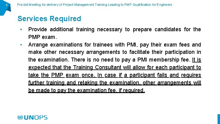 9 Pre-bid Meeting for delivery of Project Management Training Leading to PMP Qualification for