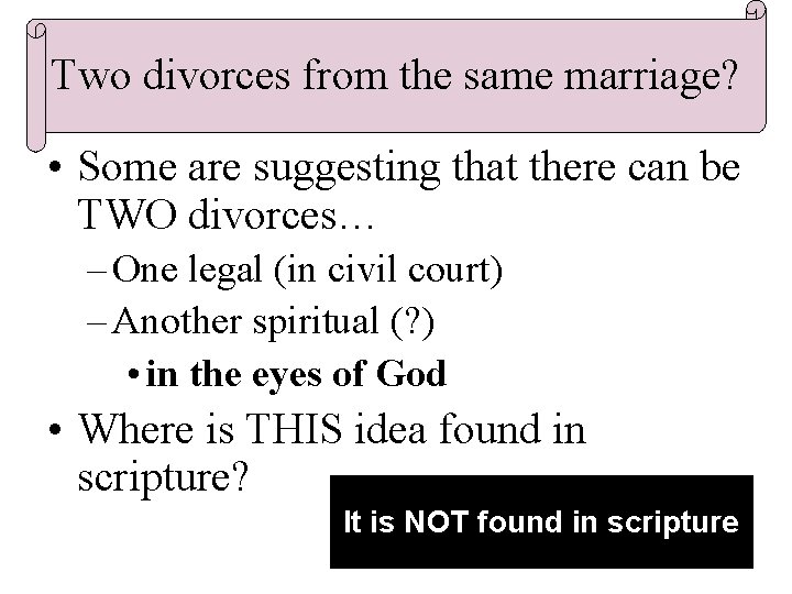 Two divorces from the same marriage? • Some are suggesting that there can be