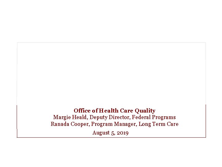 MARYLAND DEPARTMENT OF HEALTH Maryland MOLST Program Office of Health Care Quality Margie Heald,