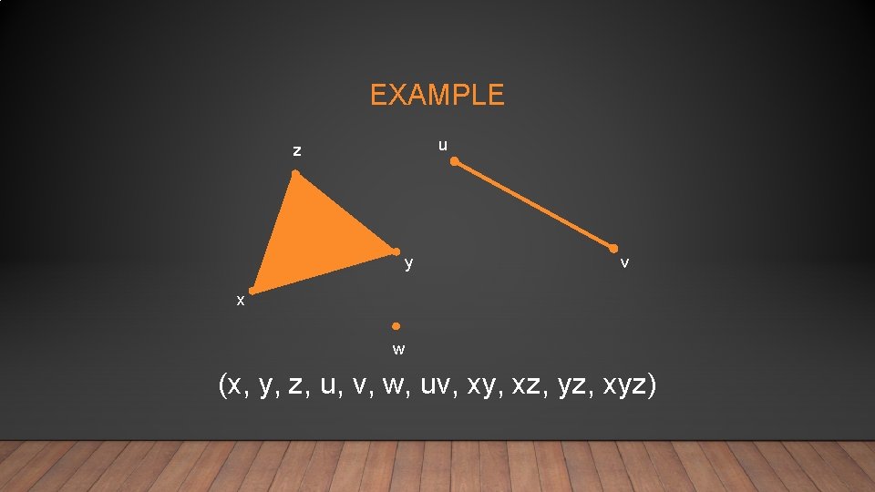 EXAMPLE u z y v x w (x, y, z, u, v, w, uv,