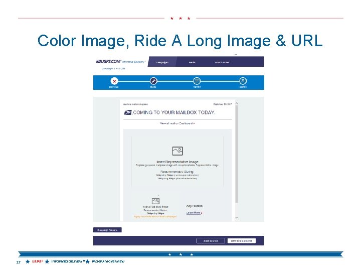 Color Image, Ride A Long Image & URL 27 INFORMED DELIVERY® PROGRAM OVERVIEW 