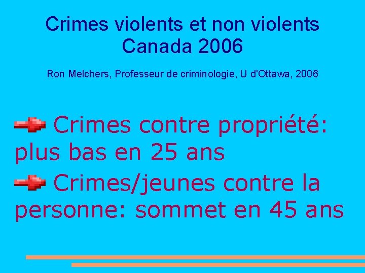 Crimes violents et non violents Canada 2006 Ron Melchers, Professeur de criminologie, U d'Ottawa,