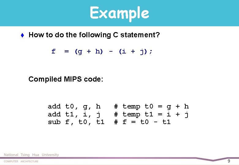 Example t How to do the following C statement? f = (g + h)