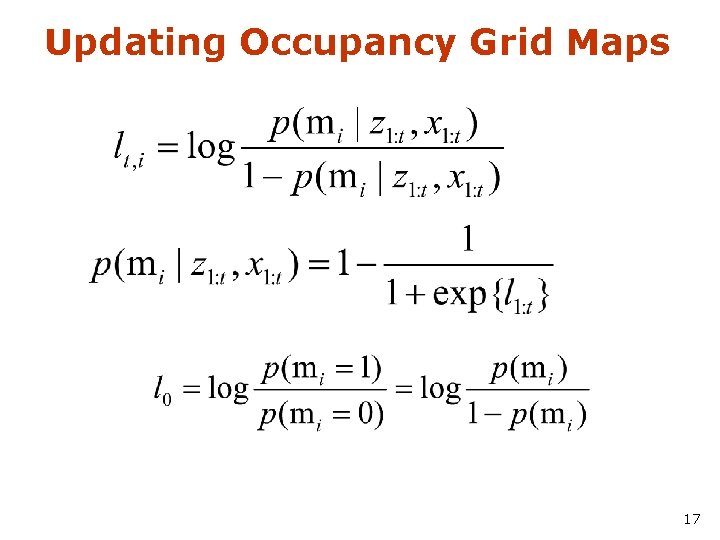 Updating Occupancy Grid Maps 17 