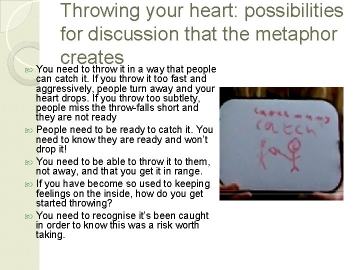 Throwing your heart: possibilities for discussion that the metaphor creates You need to throw