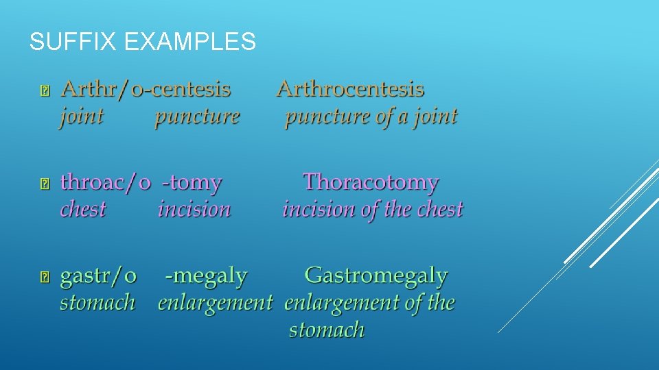 SUFFIX EXAMPLES 