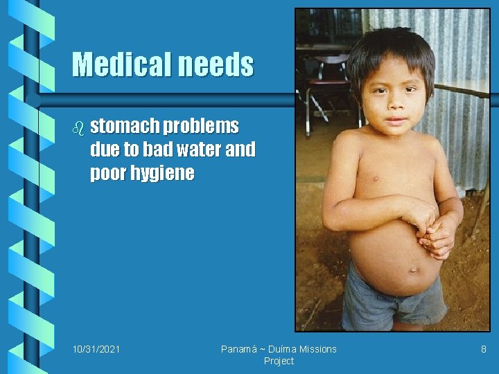 Medical needs b stomach problems due to bad water and poor hygiene 10/31/2021 Panamá