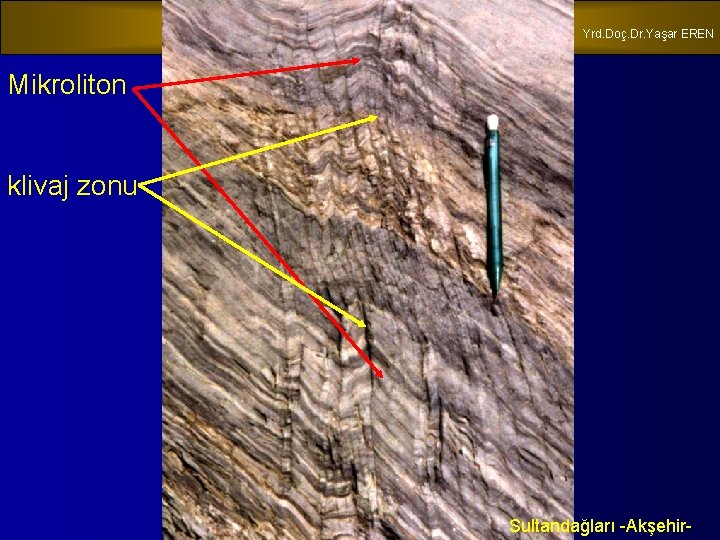 DÜZLEMSEL TEKTONİT YAPILAR Yrd. Doç. Dr. Yaşar EREN Mikroliton klivaj zonu Sultandağları -Akşehir- 