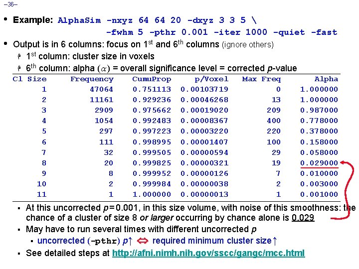 – 36– • • Example: Alpha. Sim -nxyz 64 64 20 -dxyz 3 3
