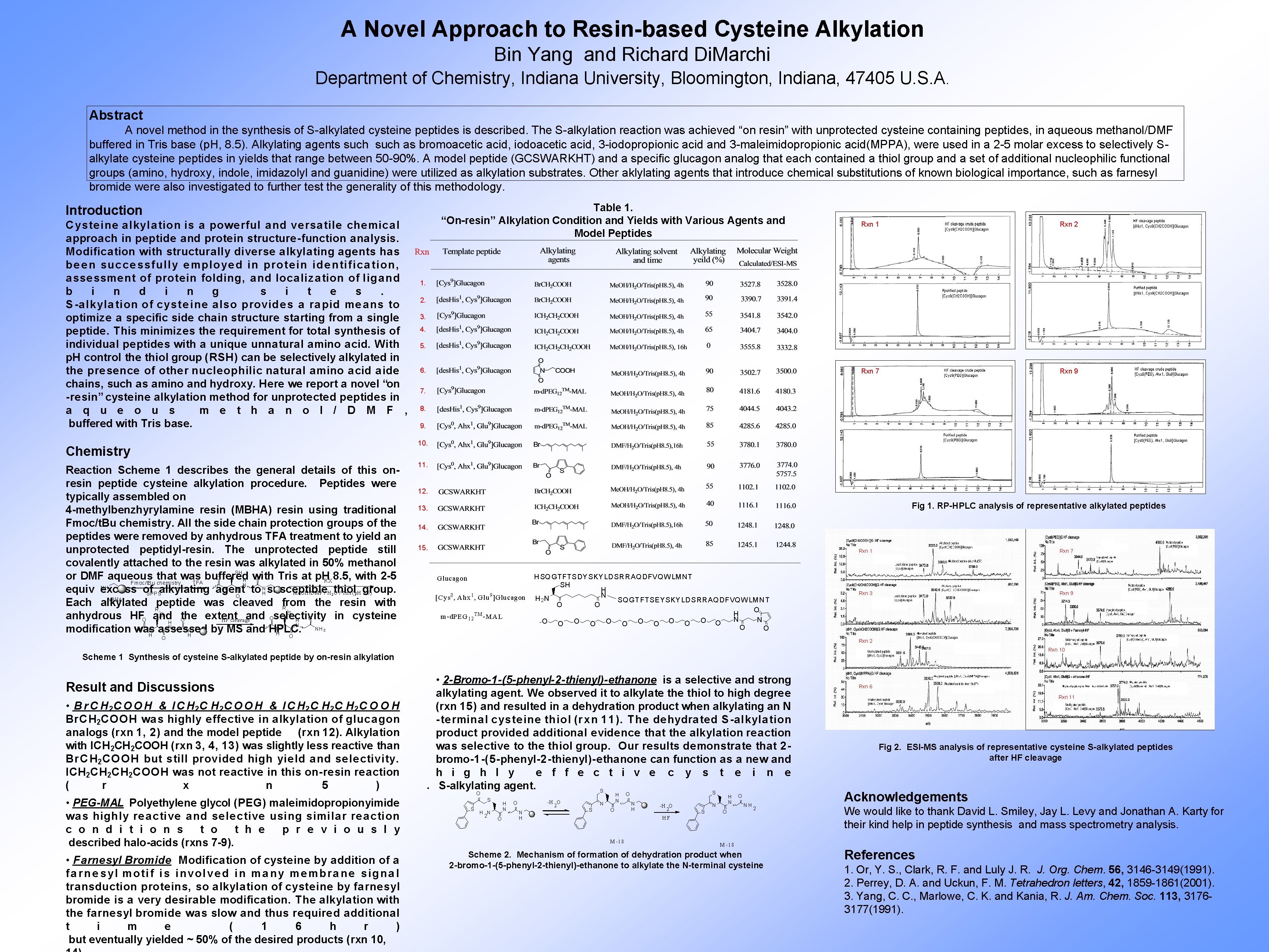 A Novel Approach to Resin-based Cysteine Alkylation Bin Yang and Richard Di. Marchi Department