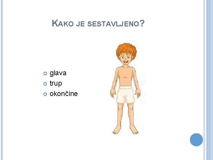 KAKO JE SESTAVLJENO? glava trup okončine 