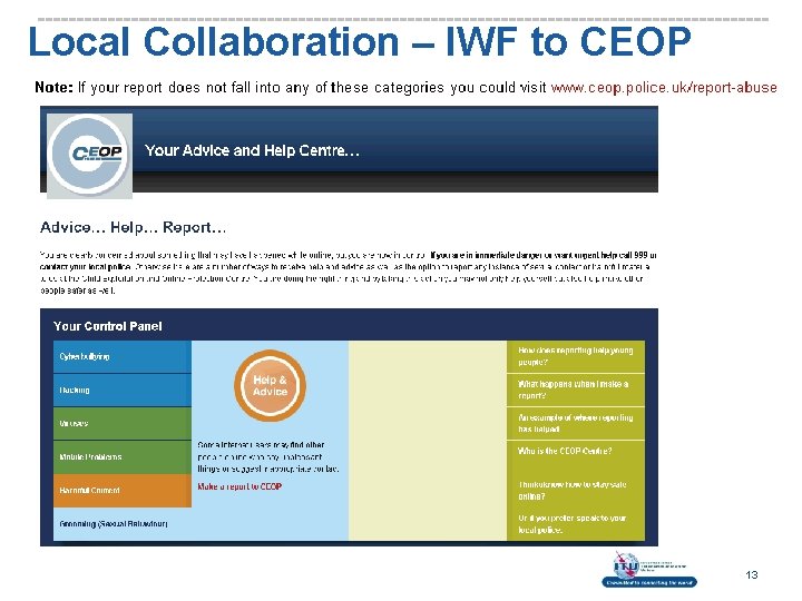 Local Collaboration – IWF to CEOP 13 