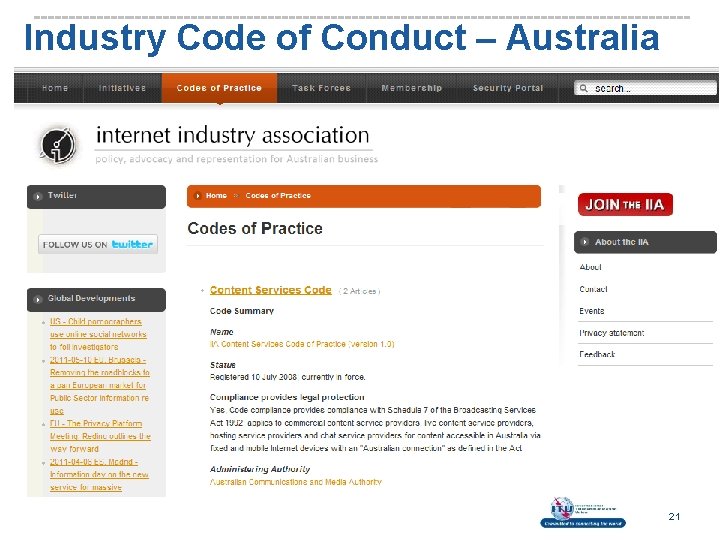 Industry Code of Conduct – Australia 21 