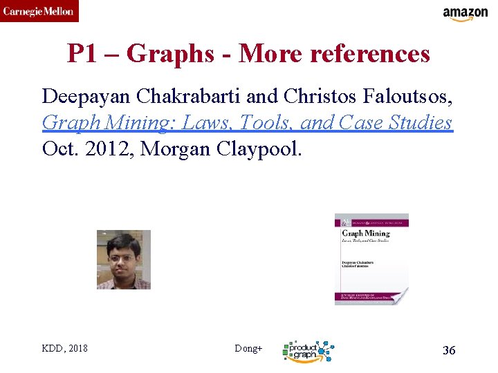 CMU SCS P 1 – Graphs - More references Deepayan Chakrabarti and Christos Faloutsos,