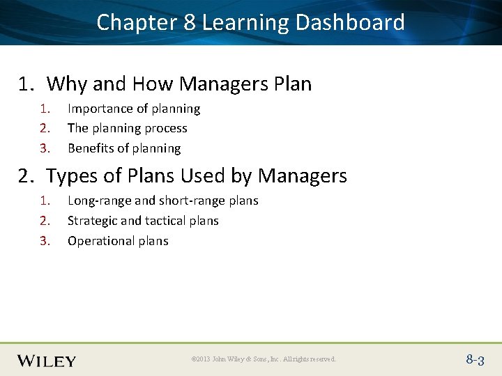 Place Slide Title Text Here Dashboard Chapter 8 Learning 1. Why and How Managers